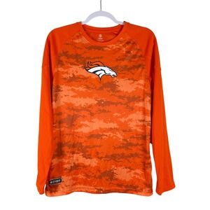 NFL Denver Broncos Boys Kids XL 18/20 Orange Long Sleeve Performance‎ Shirt NWT